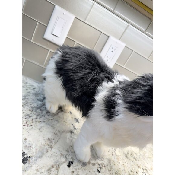 Vtg Hansa Realistic Black White Cat Standing Life Size Soft Fuzzy Plush 4221 Nos - Picture 7 of 10